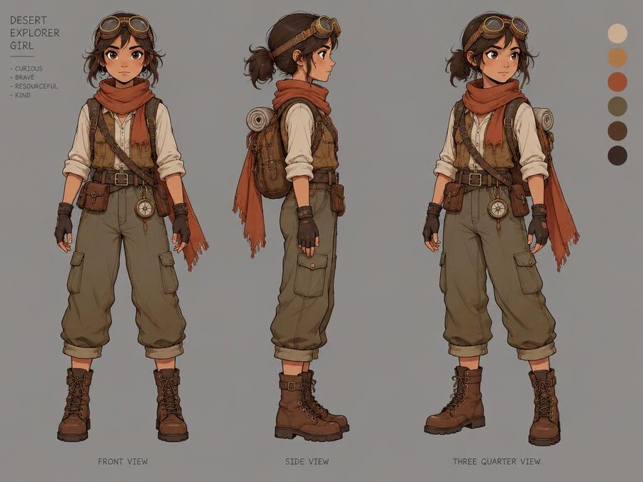 Example result: Consistent character design sheet